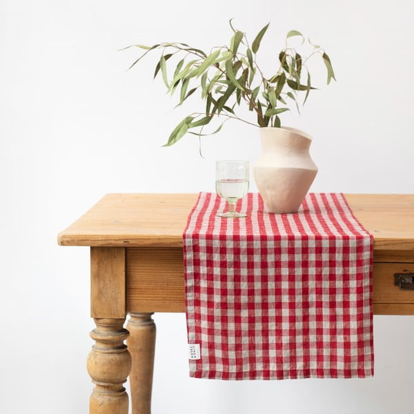 Lina galda celiņš 40x200 cm Red Gingham – Linen Tales