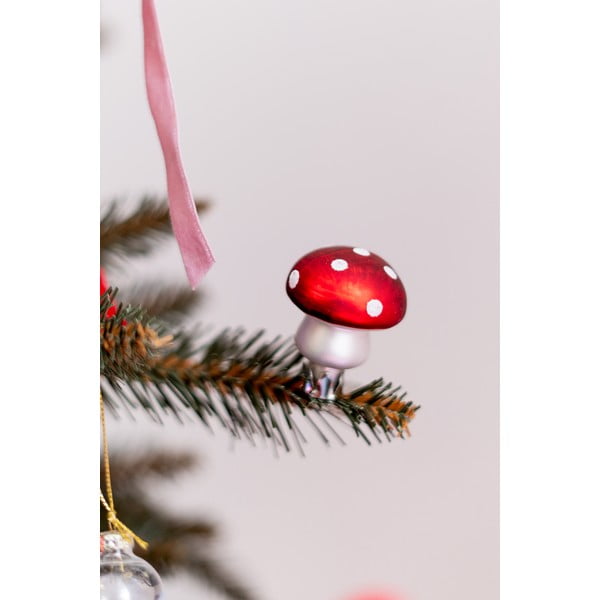 Stikla Ziemassvētku eglītes rotājumi (4 gab.) Mushroom – Sass & Belle-image-1