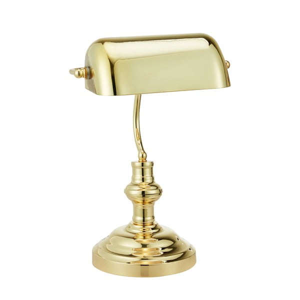 Misiņa krāsas galda lampa ar stikla abažūru (augstums 42 cm) Bankers – Markslöjd