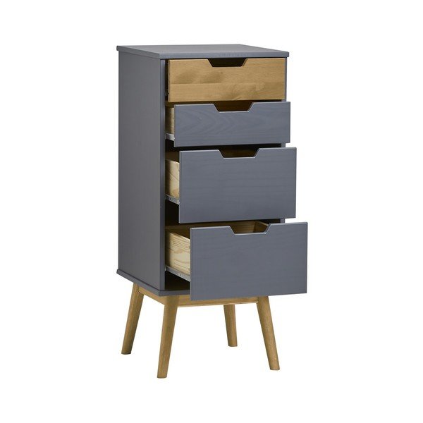 Pelēka priedes masīvkoka kumode Marckeric Baku, augstums 94 cm-image-2