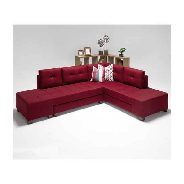 Burgundijas krāsas dīvāns-guļamā gulta labajā stūrī Balcab Home Bailey