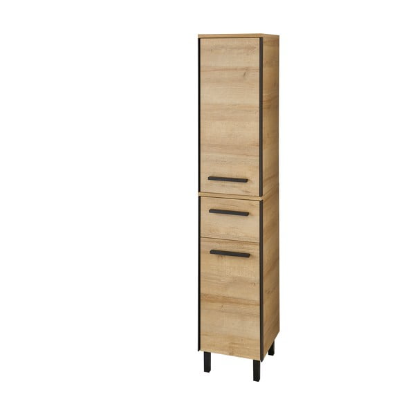 Dabīga toņa piekarams vannas istabas skapis ar ozolkoka imitāciju 70x30 cm Quickset 395 – Pelipal-image-4