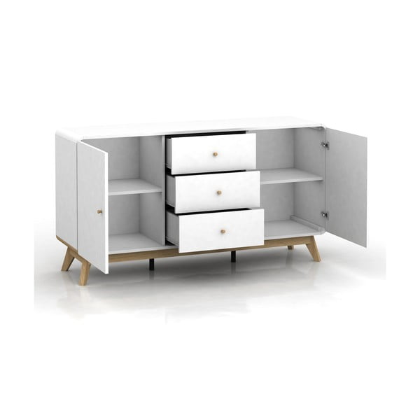 Balta zema kumode 140x75 cm Caitlin – Støraa-image-3