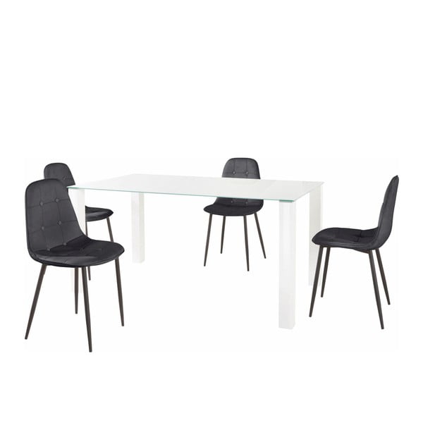 Ēdamgalds un 4 melni krēsli Støraa Dante, galda garums 160 cm