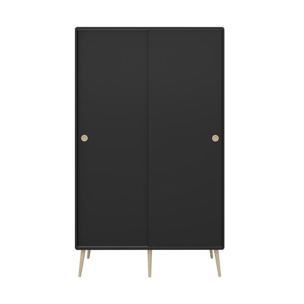 Melns drēbju skapis ar bīdāmām durvīm 113x190 cm Softline – Tvilum