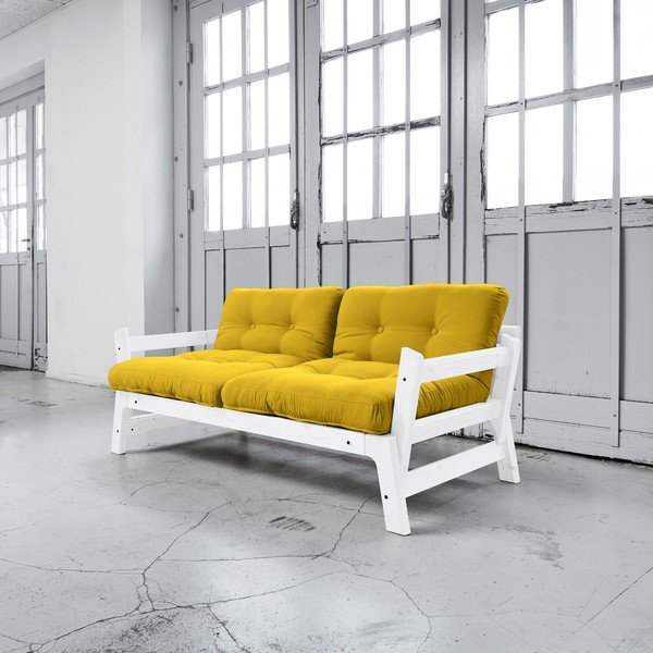 Dīvāns gulta Karup Step White/Amarillo