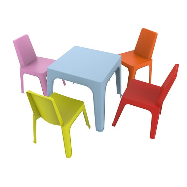 Bērnu dārza komplekts 1 zils galds un 4 krēsli Resol Julieta