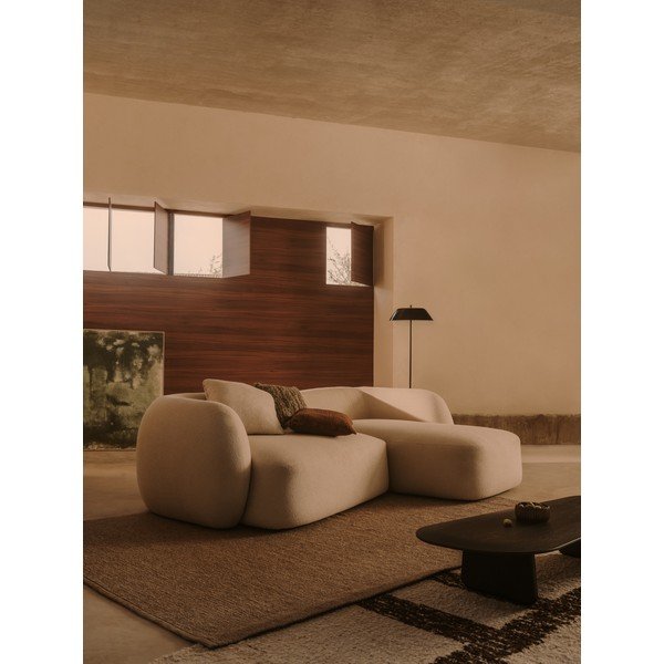 Krēmkrāsas stūra dīvāns no šenila auduma (ar labo stūri/ar zvilni) Martina – Kave Home-image-1
