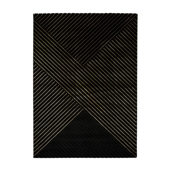 Melns paklājs Universal Gold Stripes, 120 x 170 cm