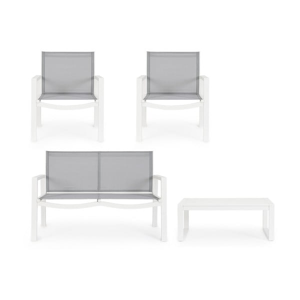 Balts alumīnija dārza atpūtas komplekts 4 personām Kallen – Bizzotto-image-2