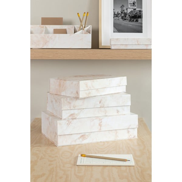 Bēšas kartona uzglabāšanas kastes (3 gab.) ar vāku 42,5x29,5x13 cm Kian Paper Laminate – Bigso-image-1