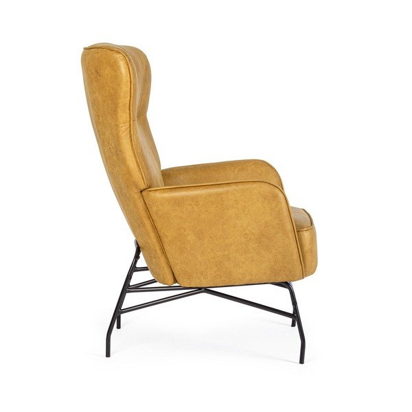 Sinepju dzeltens atpūtas krēsls no ādas imitācijas Nasira – Bizzotto-image-3