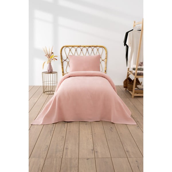 Rozā gultas pārklājs 160x220 cm Waffle – Mijolnir