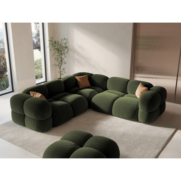 Zaļš samta stūra dīvāns Loretto – Cosmopolitan Design-image-1