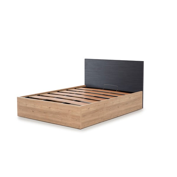 Pelēka divguļamā gulta ar uzglabāšanas vietu un režģi 160x200 cm Kronos – Marckeric-image-3