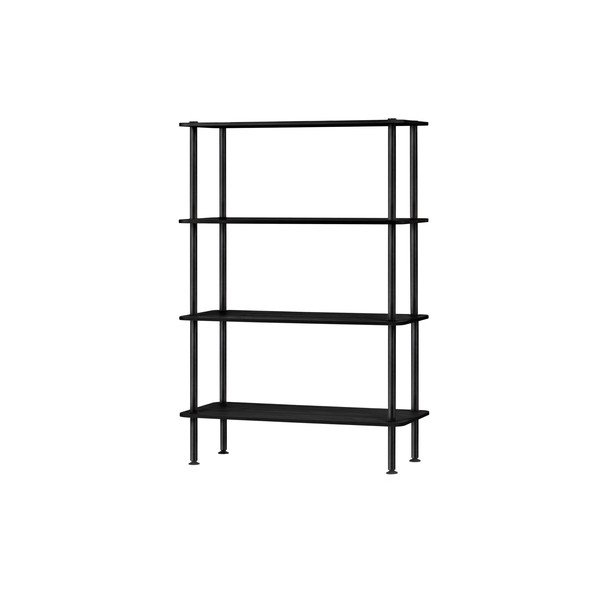 Melns plaukts ar ozolkoka imitāciju 80x127x35 cm Teidi – noo.ma