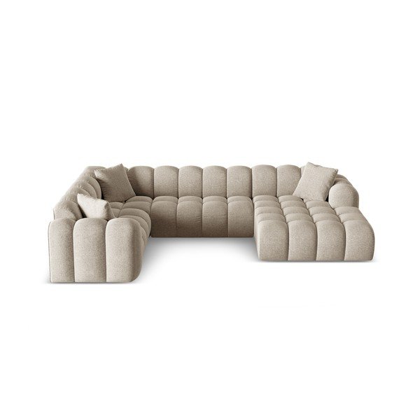 Gaiši brūns stūra dīvāns no šenila auduma (ar kreiso stūri/U veida) Treno – Cosmopolitan Design