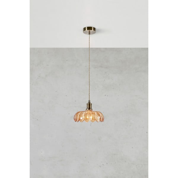 Misiņa krāsas/dzintara dzeltena piekaramā lampa ar stikla abažūru ø 25,5 cm Kurage – Markslöjd-image-2