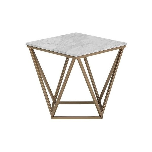 Zelta krāsas izvelkamais galds ar baltu virsmu Monobeli Marble