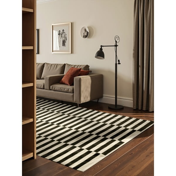 Melnbalts divpusējs/ar rokām darināts vilnas paklājs 200x300 cm Donna – Hanse Home-image-1