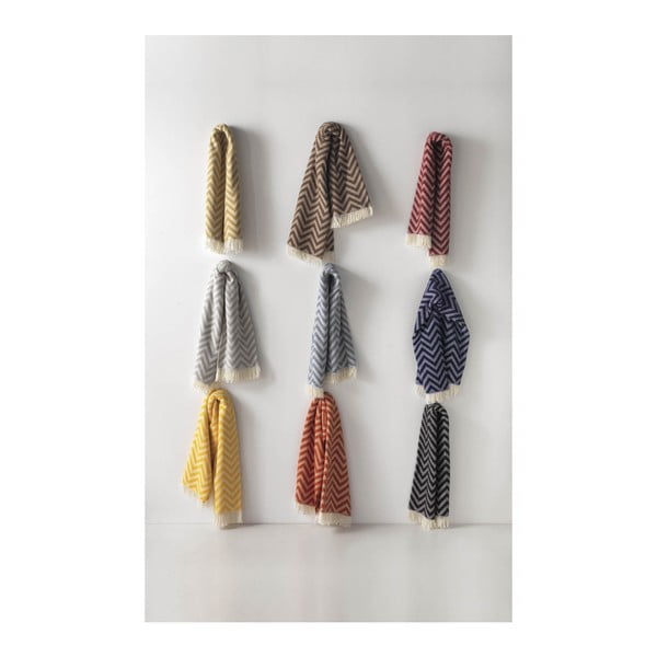 Bordo sarkans pleds ar kokvilnu Euromant Chevron, 140 x 160 cm-image-2