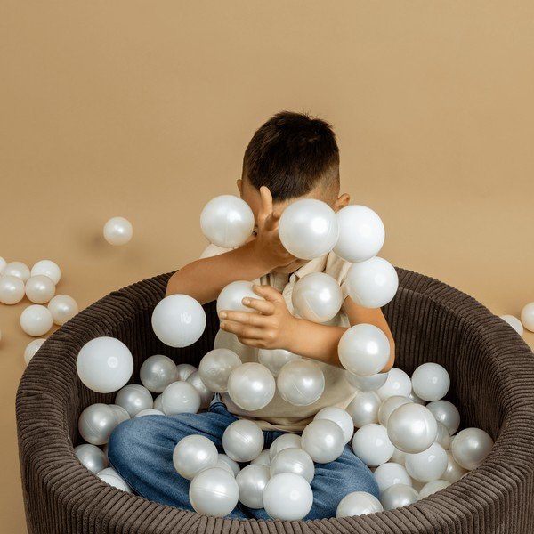 Brūns velveta bumbu baseins ø 90x30 cm Montessori – Meowbaby-image-2