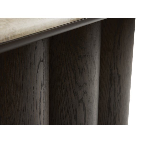 Tumša dabīga toņa konsoles galds ar marmora virsmu 38x120 cm Piazze – Unique Furniture-image-2