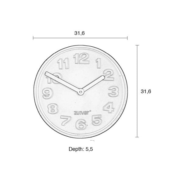 Melns betona sienas pulkstenis ar melniem rādītājiem Zuiver Concrete-image-1