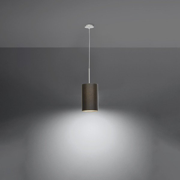 Melna piekaramā lampa ar auduma abažūru ø 15 cm Volta – Sollux-image-3