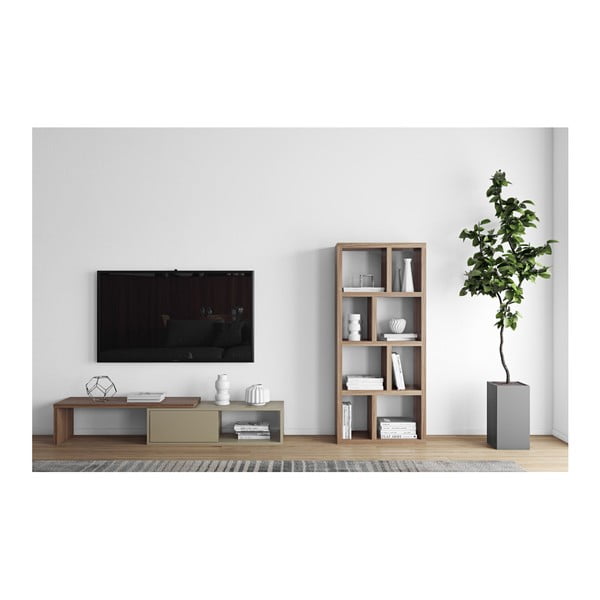 Pelēks maināms TV galdiņš ar valrieksta koka finieri TemaHome Move-image-4
