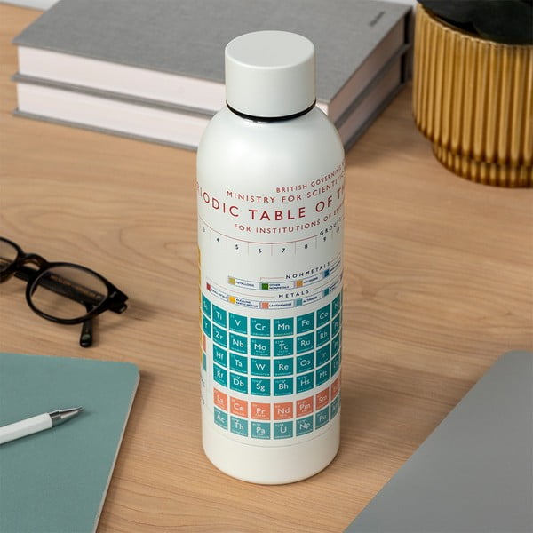 Krēmkrāsas nerūsējošā tērauda pudele ceļojumiem 500 ml Periodic Table – Rex London-image-1