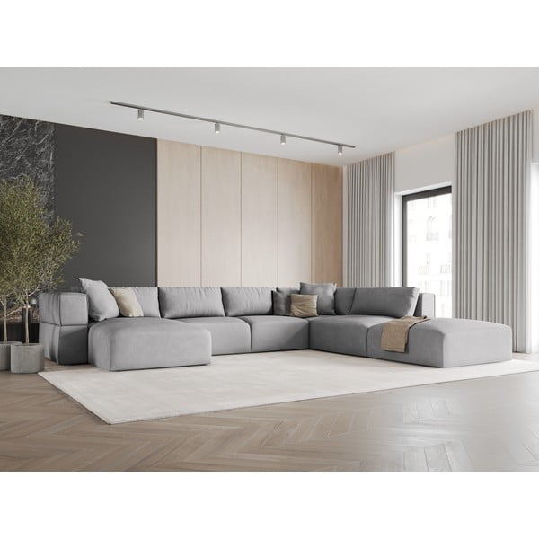 Gaiši pelēks stūra dīvāns (ar labo stūri/U veida) Esther – Milo Casa-image-1