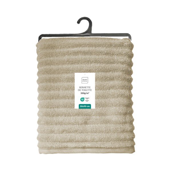 Bēšs frotē kokvilnas dvielis 50x90 cm Maya – douceur d'intérieur-image-2