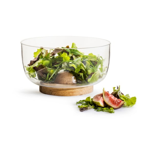 Stikla salātu trauks ar ozolkoka pamatni Sagaform Nature, ⌀ 18 cm