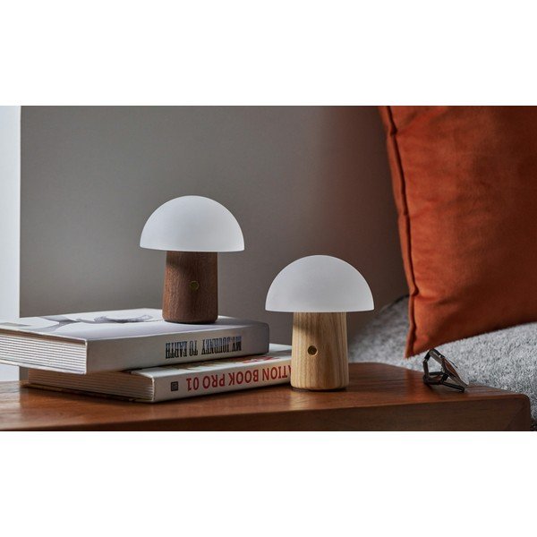 Balta/tumša dabīga toņa LED galda lampa (augstums 12,5 cm) Alice Mushroom – Gingko-image-3