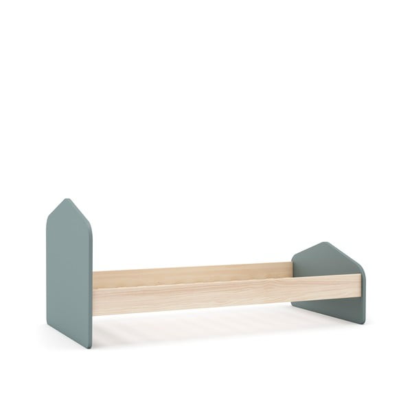 Dabīga toņa/dūmakaini zaļa bērnu gulta ar priedes koka imitāciju ar redelēm 90x190 cm Estefania – Marckeric-image-4