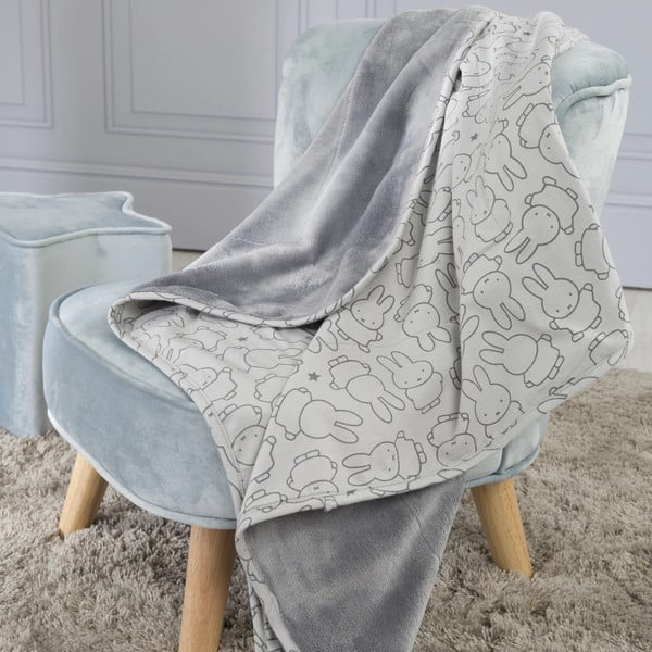 Pelēka kokvilnas bērnu sega 80x80 cm Miffy – Roba-image-1