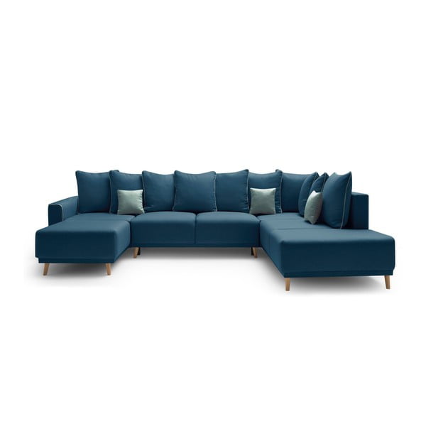 Dīvāns-guļamvieta tumši zilā krāsā Bobochic Paris Panoramique XXL Mola, kreisais stūris