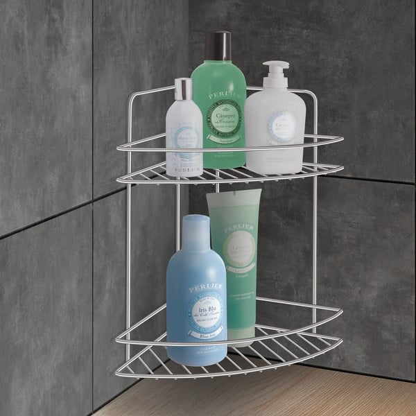 Spīdīgas sudraba krāsas tērauda vannas istabas plaukts Luxy – Metaltex-image-1