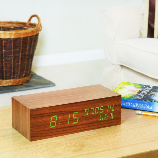 Zaļš LED modinātāja modinātājs Square Click Clock, valrieksts-image-3