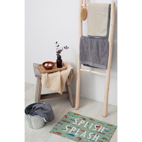 Zaļš kokvilnas vannas istabas paklājiņš Really Nice Things Splish Splash, 40 x 60 cm-image-1