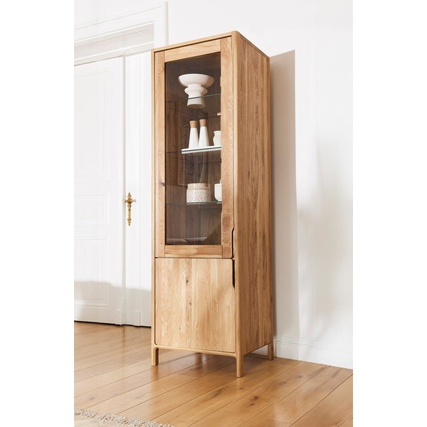 Dabīga toņa ozola masīvkoka vitrīna 59x188 cm Twig – The Beds-image-1