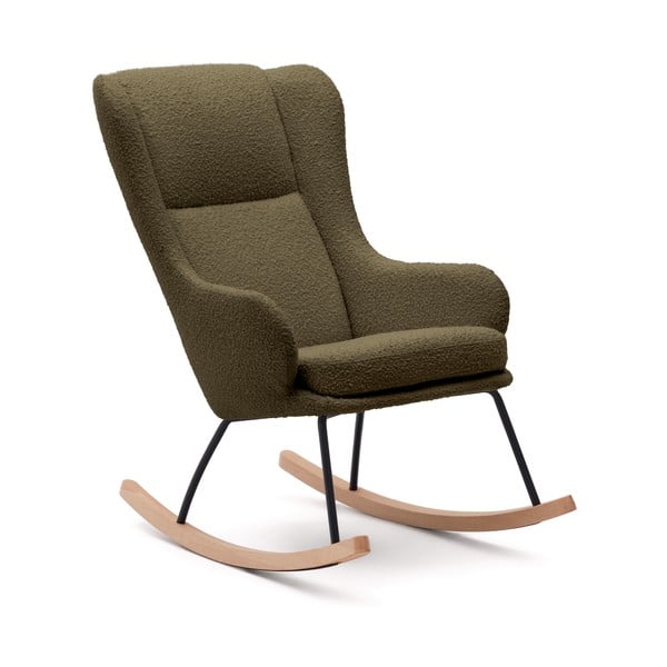 Zaļš šūpuļkrēsls no buklē auduma Maustin – Kave Home