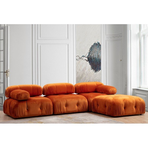 Oranžs samta modulārais dīvāns (ar labo stūri) Bubble – Artie-image-4