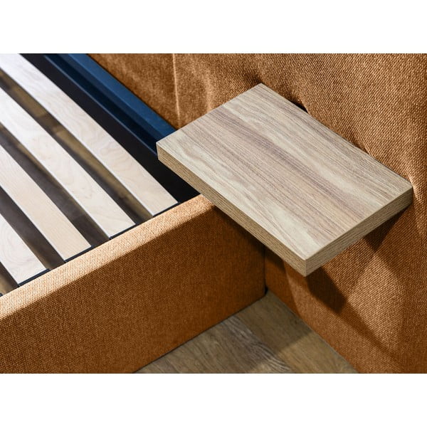 Okera dzeltena polsterēta divvietīga gulta ar veļas kasti ar redelēm 160x200 cm Blandine – Bobochic Paris-image-4