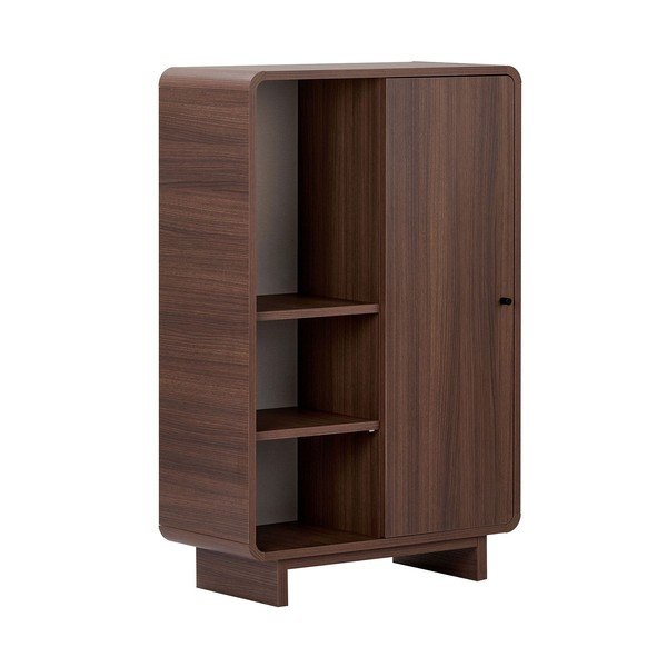 Tumša dabīga toņa skapītis ar riekstkoka imitāciju 70x110x34 cm Torina – Nordure