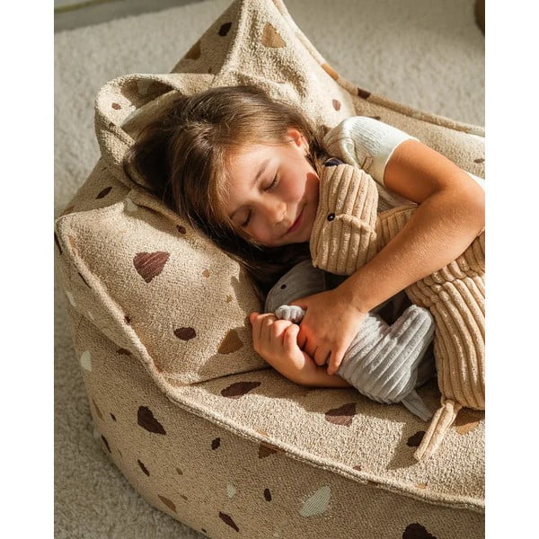 Gaiši brūns bērnu sēžammaiss no buklē/šenila auduma Terrazzo Chair – Wigiwama-image-4