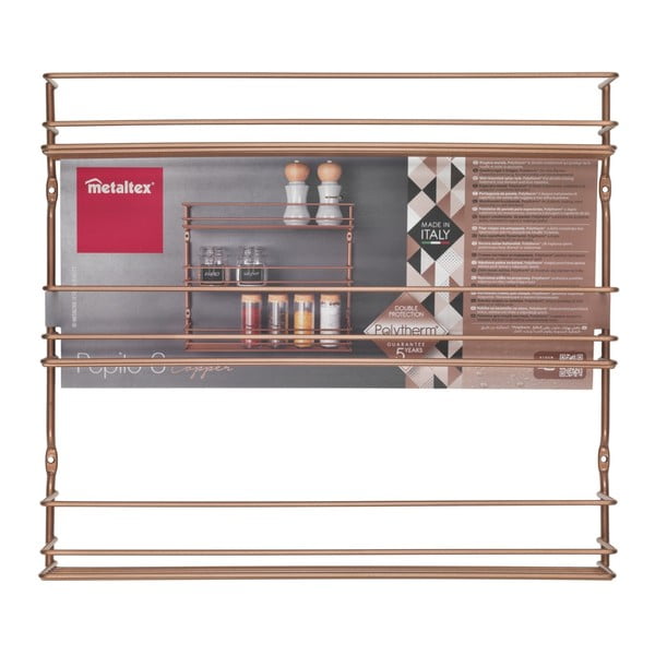 Sienas plaukts garšvielām ar 3 plauktiem vara krāsā Metaltex-image-2