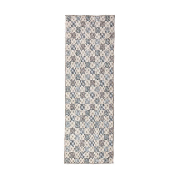 Zils mazgājams celiņa paklājs no kokvilnas maisījuma 80x230 cm Muted Checkerboard – Flair Rugs