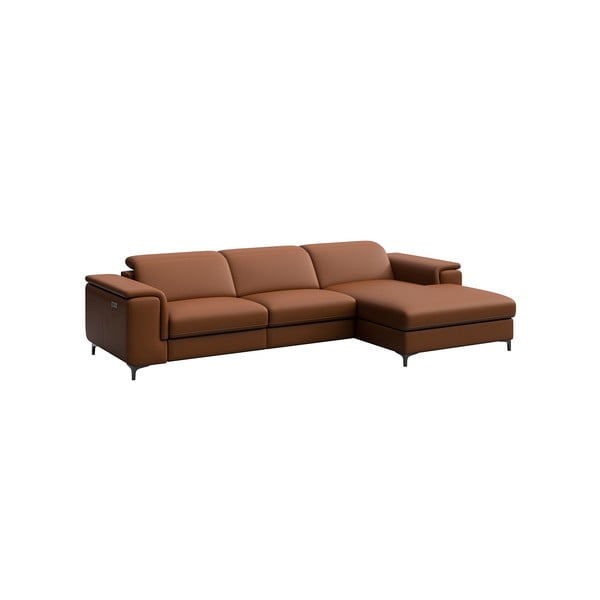 Konjakbrūns ādas stūra dīvāns (labais stūris) Brito – MESONICA-image-2